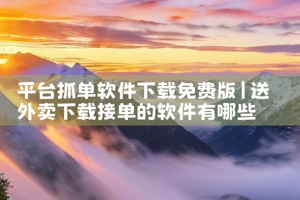 平台抓单软件下载免费版